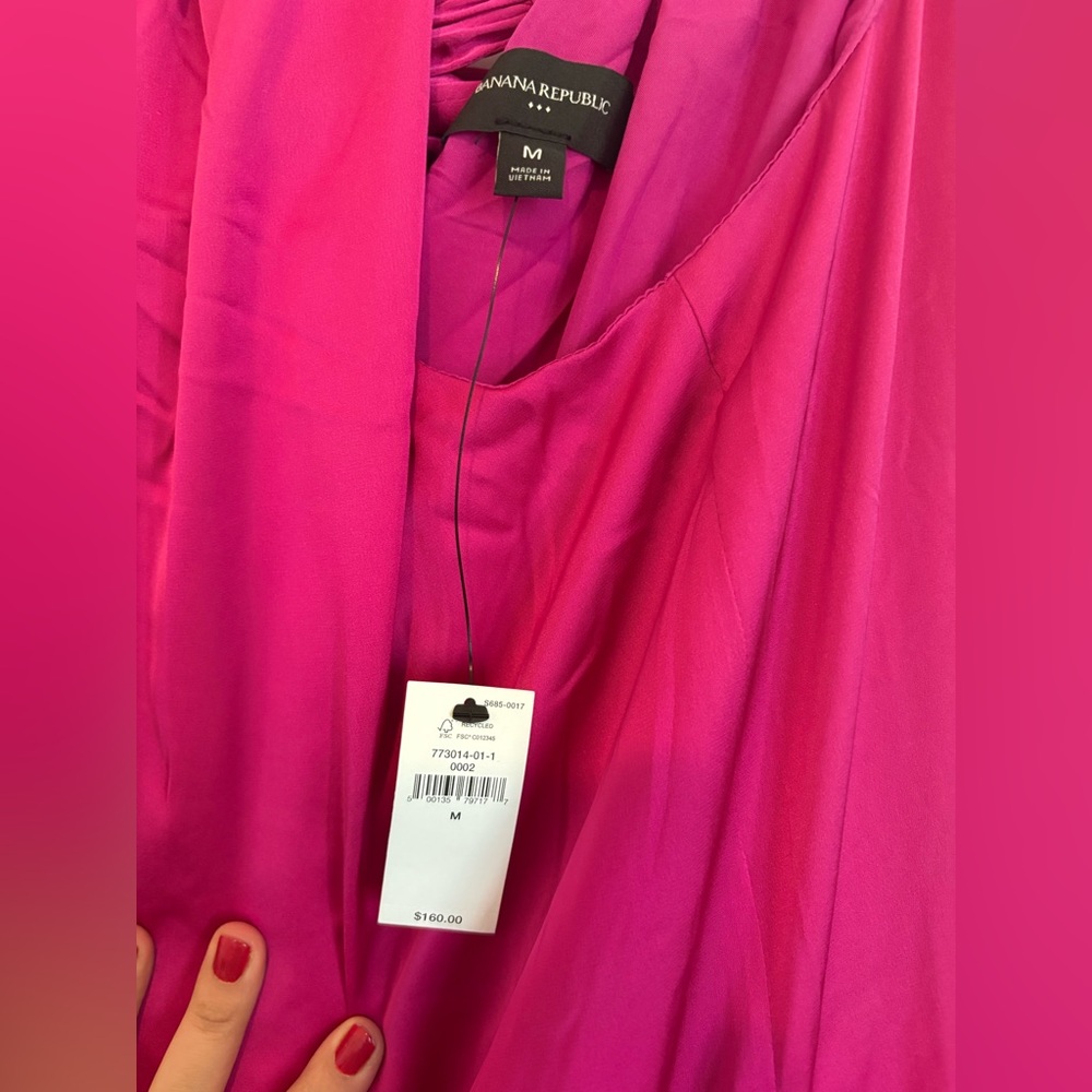 Banana Republic drop waist gathered halter maxi dress NWT fuschia M - Picture 7 of 10